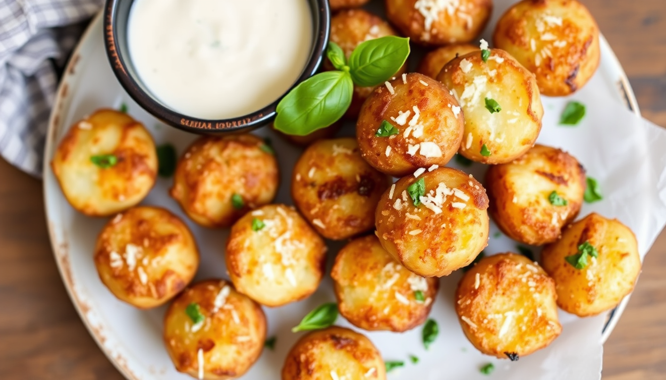 Crispy Basil Parmesan Potato Bites